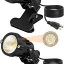 TAYSING Dusk to Dawn Outdoor Landscape Spot Lights with Clip, 9W 800LM Plug in Spotlight, 3000K Warm White, IP66 Waterproof with 5FT Cord for Garden Tree Flag Pathway Patio, 2 Pack