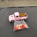 4.9 Mini Vintage Strawberry Pink Metal Farm Truck Decor with Fake Strawberries, Home Kitchen Centerpieces for Tables Farmhouse Pickup Tiered Tray Stand Decorations, Spring & Christmas Desk Display