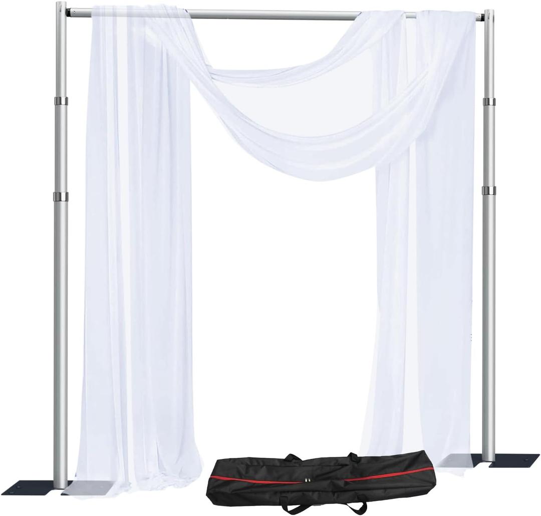 SLOW DOLPHIN 10x 10ft Pipe and Drap Backdrop Stand Kit,Heavy Duty Adjustable Frame Backdrop Stand for Event, Birthday Party, displays and Wedding Decoration, 