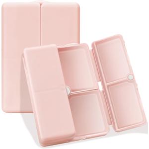 FYY Daily Pill Organizer, 7 Compartments Portable Pill Case Travel Pill Organizer,[Folding Design] Pill Box for Purse Pocket to Hold Vitamins,Cod Liver Oil,Supplements and Medication-Pink (Small (1 Piece))