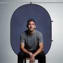 Kate 5x6.5ft(1.5x2m) Collapsible Backdrop Grey Blue Texture Pop up Reversible Photography Backgrounds for Zoom Video Meetings