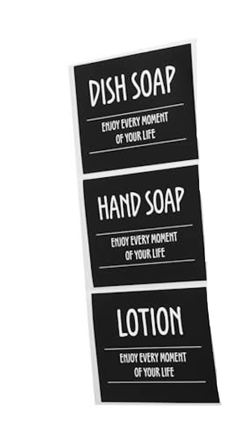 VILLFUL 4 sheets Self-Adhesive Bathroom Label Stickers for Wash, Stickers Labels for Organizing Travel Toiletries and Home Dispensers