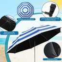 2 Pcs Beach Umbrella with Clamp UV Protection 48 Inch Adjustable Umbrellas for Chair with 360 Universal Clamps for Beach Camping Stroller Wheelchair, Chair Not Included(Blue Stripes)