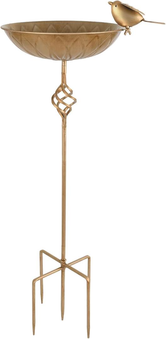 Bird Bath for Outside,Metal Birds Bath Bowl for Outdoors,27.6" H Bird Feeder & Water Feeders with 5 Prongs Base Stake,Vintage Free Standing Garden Patio Lawn Yard Decor