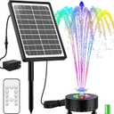 AISITIN 10W Solar Water Fountain with Colorful LED Lights & 4400mAh Rechargeable Battery, Remote Control Solar Fountain Pump with 16 Nozzles and Charging Cable for Garden, Bird Bath, Pond and Outdoor (Black)