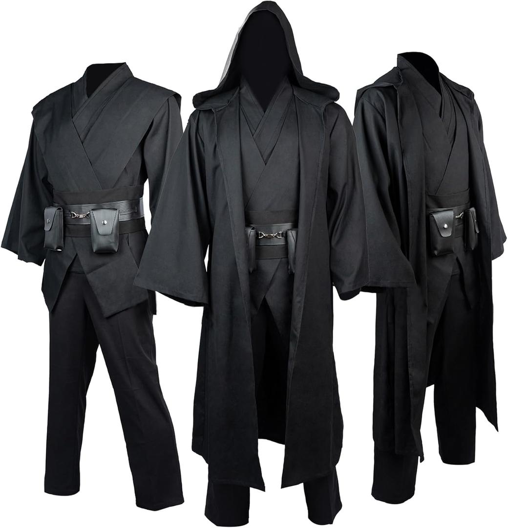 Men's Costume Robe Adult Male Tunic Costume Hooded Uniform Full Set Halloween Cosplay Cloak (XX-Large)