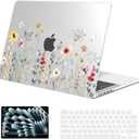 G JGOO Compatible with MacBook Pro 14 inch Case 2025-2021 M5 M4 M3 M2 M1 A3434 A3112 A3185 A3401 A2918 A2992 A2779 A2442, Plastic Hard Shell Case + Keyboard Cover + Screen Protector, Garden Flower