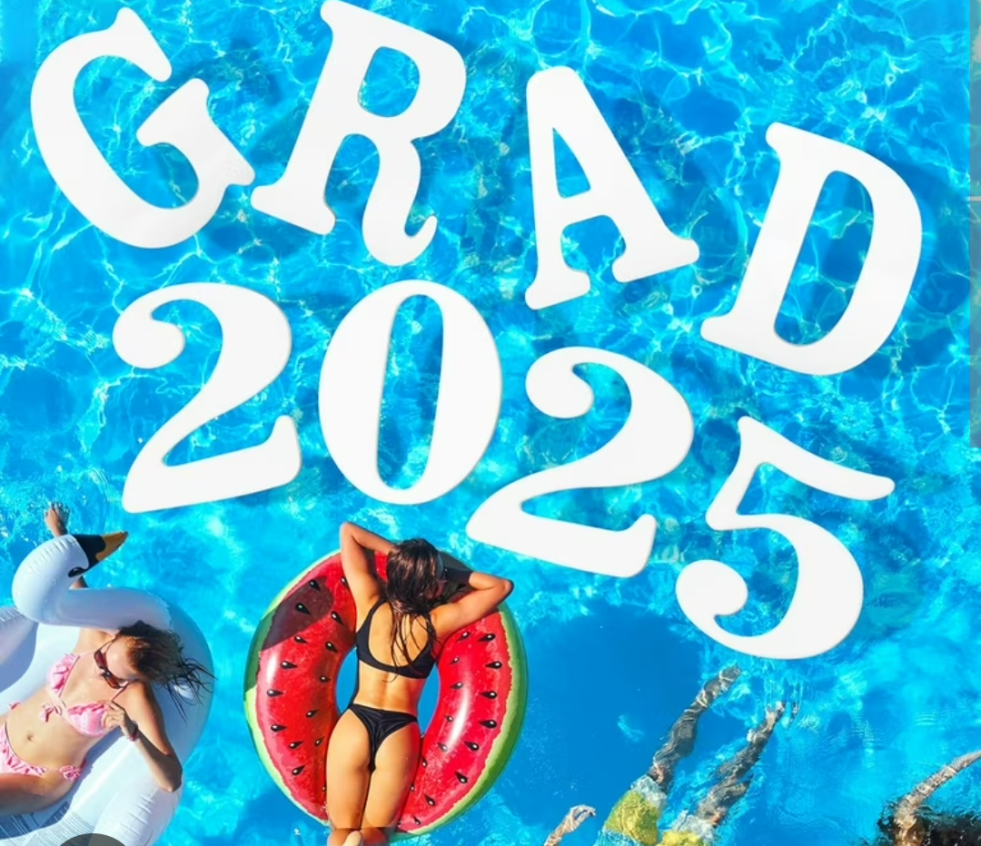 Arrowbash Large Grad Prom 2025 Floating Letters 20 x 15 Inch Pool EVA Foam Letters 2025 Graduation Pool Party Decorations Congrats Grad Party Decor
