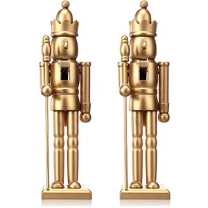 Roowest 2 Pcs Christmas Nutcracker Figure 7 Inch Gold Wooden Doll Decoration Set Including Nutcracker Blank Toys with King Shape and White Beard for DIY Crafts Christmas Decorations