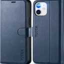 TUCCH Wallet Case for iPhone 12 Pro/iPhone 12 5G, [TPU Shockproof Inner Shell], PU Leather RFID Blocking Card Holder Magnetic Stand Cover Compatible with iPhone 12/12 Pro 6.1-inch, Dark Blue