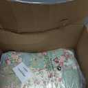 Vctops Boho Patchwork Cotton Quilted Bedspread Quilt Set King Size 3 Pieces Soft Reversible Lightweight Coverlet Set Floral Print 1 Quilt and 2 Pillow Shams (Green D,King)