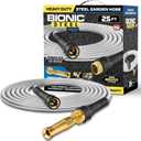 Bionic Steel Pro 25 FT Garden Hose with Nozzle, 304 Stainless Steel Metal Water Hose 25Ft, Flexible Hose, Kink Free, Lightweight and Durable, Crush Resistant Fitting, Easy to Coil, 500 PSI 2025 Model, Black 