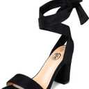 Trary Pink Purple Nude Red Black Heels for Women, Lace Up Chunky Heels for Women, Strappy Heels for Women Sandals, High Platform Stripper Heels, Comfortable Wide Width Tie Up Heels 3 Inch Open Toe ( Size 9.5)