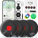 Air Tracker Tags for Android or iOS, Air Tags-4 Pack Dual System iOS Android Bluetooth Tracker Waterproof Work with iOS Find My and Google Find Hub App Finder for Wallets,Bags,Suitcases