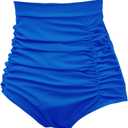 COCOPEAR Women's Ruched High Waisted Bikini Bottom Retro Vintage Swim Short Tankinis (Purple, Medium)