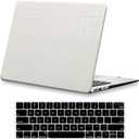 Compatible with Crocodile MacBook Air 13 inch Case 2021 2020 2019 2018 M1 A2337 A2179 A1932, Textured Elegant Luxury Aligator Skin Snakeskin PU Leather Hard Shell & Keyboard Cover, White