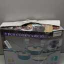 Pots and Pans Set, 7 Piece Nonstick Ceramic Cookware Set, Kitchen Induction Cookware Sets, Pots and Pans Non Stick with Stay Cool Handle, 100% PFOA Free, Turquoise (8" Skillet + 1.5QT Saucepan + 3QT Stockpot)