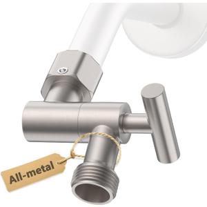 YDmeet All Metal Shower Head Adapter, 360  Adjustable Shower Head Extension Arm Connector for Shower Heads- Brushed Nickel