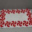 Estmy Cute Christmas Candy Throw Rugs Indoor Doormat Non Slip Washable, Holiday Xmas Festive Boho Sweet Colorful Red Scalloped Swirl Small Christmas Area Rugs for Entryway Kitchen Bedroom (16’’W x 24’’L)