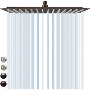 SR SUN RISE Luxury 16 Inch Extra Large Square Stainless Steel Shower Head High Pressure Rainfall Showerhead Ultra Thin Water Saving Oil Rubbed Bronze 2.5 Gpm