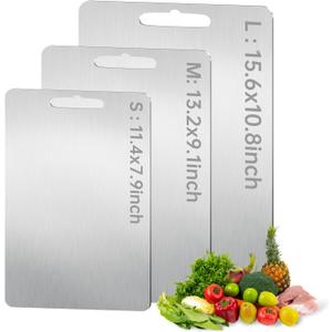 Stainless Steel Cutting Board, Upgraded SUS 316 Food-Grade Non Toxic Stainless Steel Chopping Board, Dishwasher Safe, Double Sided Cutting Boards for Fruits, Vegetables, Meat (15.6 x 10.8 in)