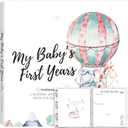 First 5 Years Baby Memory Book Girl, Boy - 90 Pages Hardcover First Year Milestone Keepsake Book, Newborn Scrapbook for New Parents, Minimalist Photo Album Journal, Gift for Baby Shower(AdventureLand)