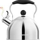Tea Kettle, 2 Quart Stainless Steel Whistling Tea Kettle, Stovetop Whistling Teakettle Tea Pots for Stove Top with Ergonomic Folding Handle, Small Teapot, Water boiler for Tea, Coffee (Silver)