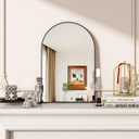 Arched Wall Mirror, 20 x 30 inch Arch Bathroom Mirror, Wall Mounted Vanity Mirror with Arch Metal Frame, Modern Bathroom Vanity Mirror for Bedroom, Living Room, Hanging or Leaning, Black