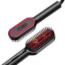 TYMO Hair Straightener Brush - Upgraded Ionic Compact Straightening Brush for Women with Wave-Design Bristles, Fast, Smooth Styling, Lightweight Hot Comb & Travel Flat Iron, 1 Billion Ions, Black