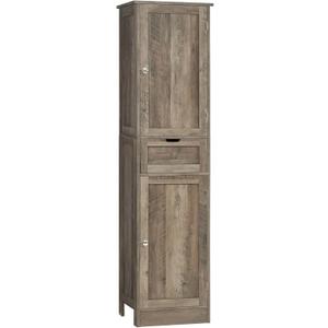 Iwell 67" Tall Storage Cabinet, Narrow Storage Cabinet with Drawer & Adjustable Shelves, Bathroom Cabinet, Floor Cabinet for Living Room, Home Office, Rustic Oak