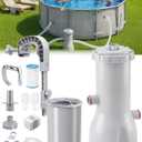 1000 GPH Pool Pumps and Skimmer for Above Ground, Floating Pools Surface Skimmer Basket with 10 Pcs Skimmers Socks, Swimming Pools Pump with Removable Filter Cartridge, Pool Accessories Combo