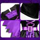 Witch Costume for Girls, Light-Up Purple Dress with Hat & Broom Accessories for Halloween Parties & Role Play (Small(5-7yr))
