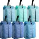 6 Pcs Travel Shoe Bags with Zipper Nylon Portable Waterproof Suitcase Shoe Organizer Packing for Golf(L,Blue)