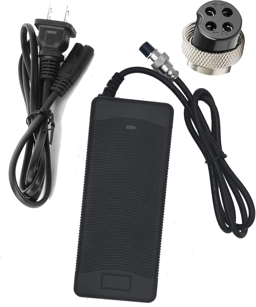 Electric Scooter Charger 4 Prong for Ninebot S/S-MAX/Mini PRO/Mini lite, 63V 2A 4-Pin Connector Battery Charger Replacement Accessories with Ninebot by Segway Go Kart