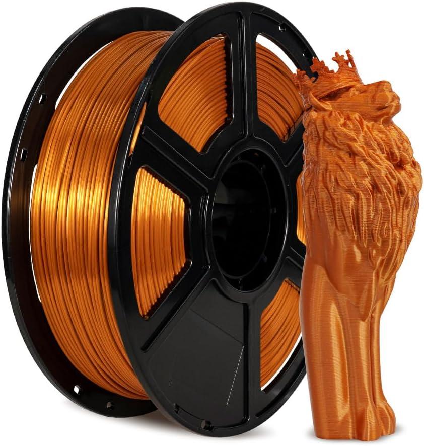 FLASHFORGE 3D Printer Filament, Silk Filament 1.75mm, 1KG Spool (2.2lbs), Dimensional Accuracy +/- 0.02mm for FDM 3D Printers, Silk Texture & Ultra-High Glossiness (Copper)