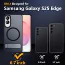 SPIDERCASE Magnetic for Samsung Galaxy S25 Edge Case, [Compatible with Magsafe][ Military Grade Drop Protection] with Invisible Stand Shockproof Slim Case for S25 Edge 5G,Black
