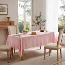 Linen Tablecloth with Tassels, Farmhouse Style Pink Tablecloth, Water Resistant Burlap Tablecloths for Rectangle Table, 60x120 Inch Pink