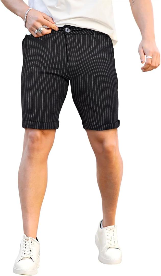 GINGTTO Mens Shorts 9" Inseam Slim Fit Stretch Casual Chino Short Pants (Green)