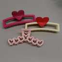 4Pcs Valentines Hair Claw Clip Red Heart Designs Hair Clips Pink Love Claws Clips Cute Acrylic Hairpins Large Square Hair Clip Strong Hold Non-slip Barrettes for Women Hair Decoration Accessories