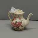 Ceramic Tea Pot, 25 OZ/3 Cup Small Ivory Rose Vintage Floral Porcelain Teapot with Gold Trim, European Style, Gift for Women, Decorative Ideas (Pink Rose)