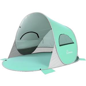 Wolfwise Pop up Beach Tent Sun Shelter with UPF50+ UV Protection, Instant Easy Setup Popup Beach Shade Canopy for 4 Person, Portable & Foldable with Carring Bag, 95 6553 in, Mint Green