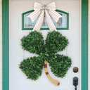 DAZONGE St. Patrick's Day Decorations, St Patricks Day Shamrock Wreath, Lucky Green St. Patrick's Day Door Swag for Fireplace Mantel Walls