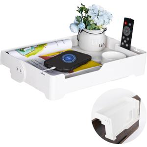 YONGJIA Foldable Bedside Shelf, bunk Bed Tray for top bunk, College, Dorm, Bedroom, Kids bunk Bed, Foldable nightstand for Book, iPhone, Kindle, Water Cup (White)