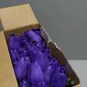 Janinka 50pcs Artificial Tulip Flowers Fake PU Tulips Faux Latex Bouquet Flower Centerpieces Arrangement Floral for Mother Day Wedding Spring Decorations (Dark Purple)