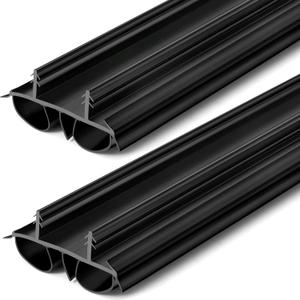 Pushglossy 2 Pcs 32" Double Bubble Kerf Door Sweep 1-3/4" Wide Vinyl Weatherstrip Seal for Exterior Doors, Energy Efficient Draft Stopper, Easy Slide-in Installation (Black)