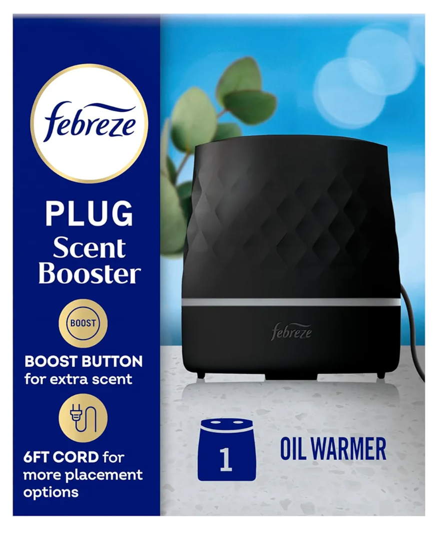 Febreze Plug Scent Booster in Black, Continuous Scent Device Oil Diffuser, Compatible with Febreze Air Freshener Plug in Refills, Black