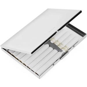 Extra Slim Stainless Steel Cigarette Case Holds 9 Cigarette (Regular Size 84mm and King Size) (Silver)