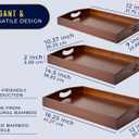 Comfify Bamboo Serving Trays Set of 3 Ottoman Trays for Food, Entertaining, and Decor Minimalist Brown Finish