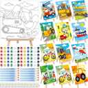 Tenceur 12 Sets Pre Drawn Canvas to Paint Adult Stretched Coloring Painting Canvas Panels with Design Easel and Brushes for Party Supplies Beginner Favor(Traffic)