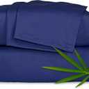 Pure Bamboo Split King Sheets, Genuine 100% Organic Viscose Derived from Bamboo Bed Sheet Set, Soft & Cooling, Double Stitching, 2 Fitted Sheets (Split King, Cobalt Blue)
